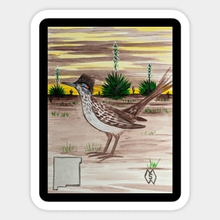 New Mexico state bird and flower, the roadunner and yucca flower Sticker
